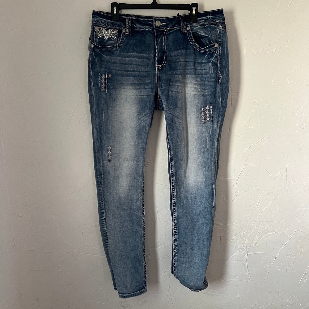 Grace in LA y2k Jeans Women Size 34 Easy Fit Bootcut Embellished Western Cowgirl